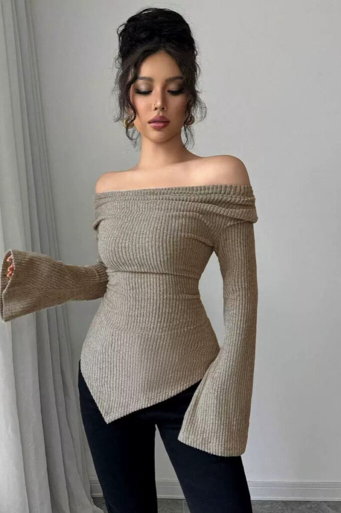 Bodycon Off-Shoulder Knit Top