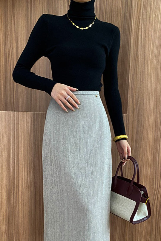 Stacked Neck Slim Fit Essential Knit Top